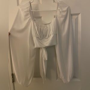 Flowy White Long-Sleeve